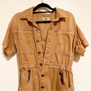 Deep Tan Free People Short Sleeve Jumpsuit